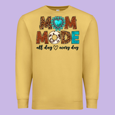 Mom Mode All Day Every Day Premium Sweatshirt Designed By Texasbilliewilder