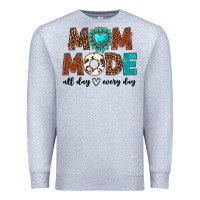 Heather Grey mom mode all day every day Premium Sweatshirt - texasbilliewilder