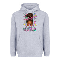 Heather Grey nail hustler afro messy bun Heavyweight Hoodie - texasbilliewilder