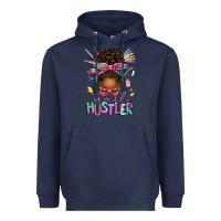 Navy nail hustler afro messy bun Heavyweight Hoodie - texasbilliewilder