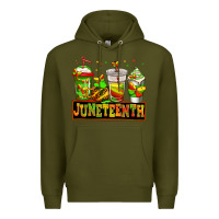 Army Green juneteenth afro coffee cups Premium Hoodie - Jasminsmagicworld