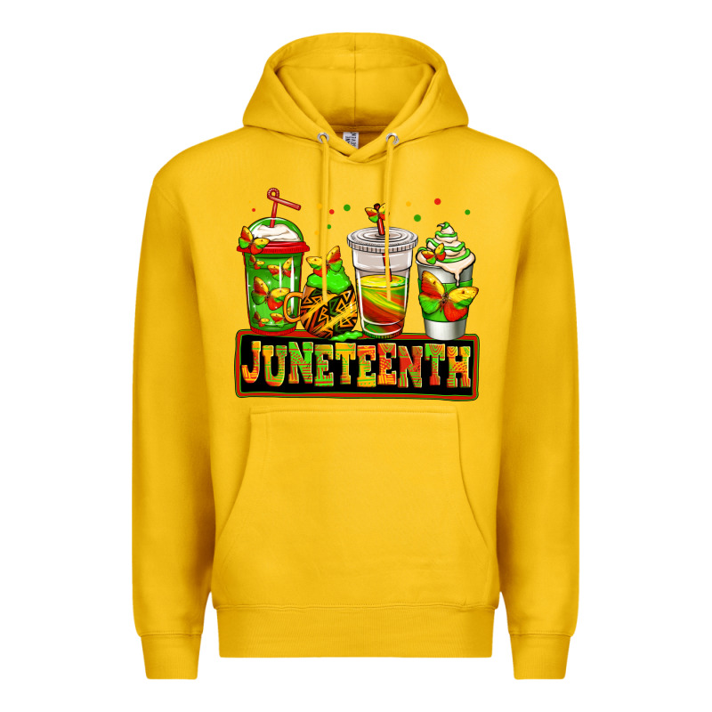 Juneteenth Afro Coffee Cups Premium Hoodie by Jasminsmagicworld | Teevron