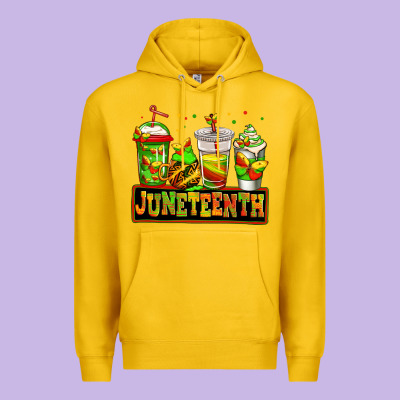 Juneteenth Afro Coffee Cups Premium Hoodie Designed By Jasminsmagicworld