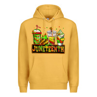 Mustard juneteenth afro coffee cups Premium Hoodie - Jasminsmagicworld