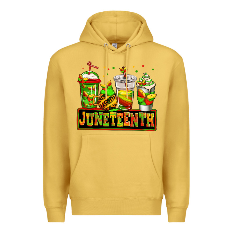 Juneteenth Afro Coffee Cups Premium Hoodie by Jasminsmagicworld | Teevron