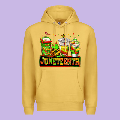 Juneteenth Afro Coffee Cups Premium Hoodie Designed By Jasminsmagicworld