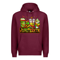 Burgundy juneteenth afro coffee cups Premium Hoodie - Jasminsmagicworld