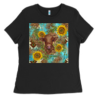 Black western highland cow Ladies Tee - BarkalooDesign