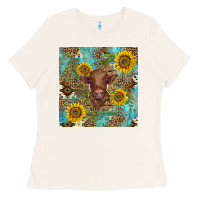 Bone western highland cow Ladies Tee - BarkalooDesign