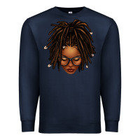 Navy afro locs messy bun Premium Sweatshirt - texasbilliewilder