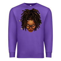 Purple afro locs messy bun Premium Sweatshirt - texasbilliewilder