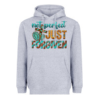 Heather Grey not perfect just forgiven Heavyweight Hoodie - texasbilliewilder