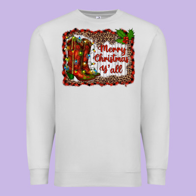 Merry Christmas Yall Premium Sweatshirt Designed By Ranaportraitstore
