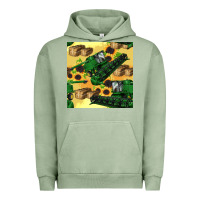 Pigment Oil Green harvester seamless pattern Urban Hoodie - BundleAndBundleShop