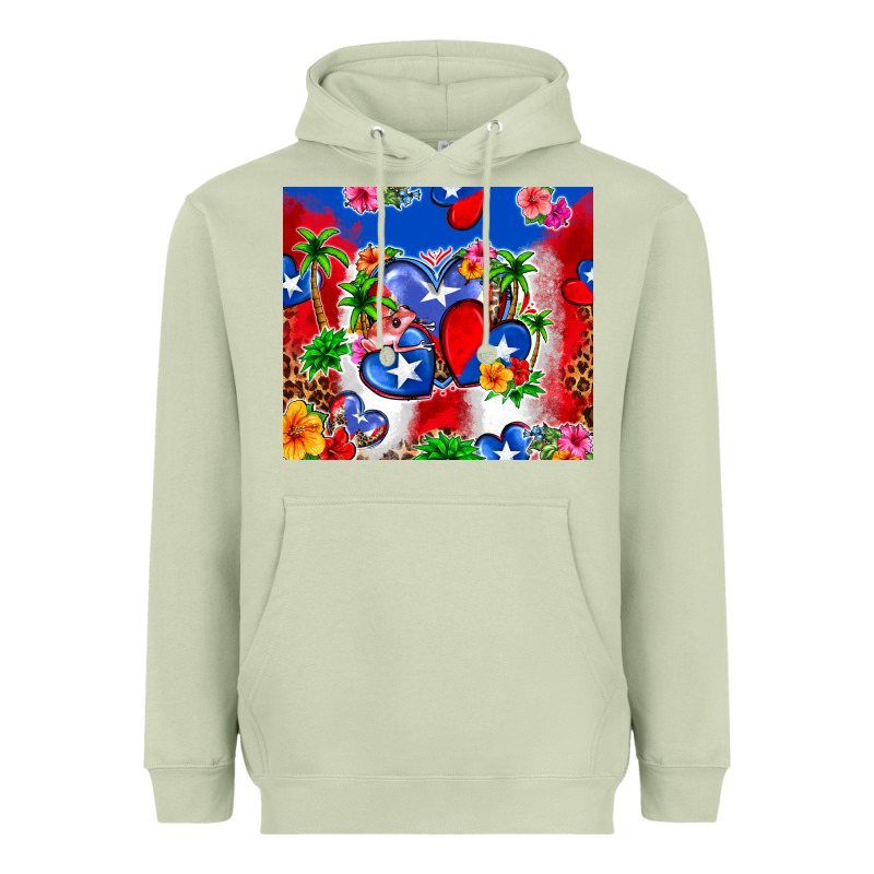 Puerto Rico Hearts Heavyweight Hoodie by Zillion Design Studio | Teevron