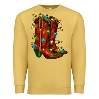 Antique Gold christmas western boots with lights Premium Sweatshirt - RanaPortraitStore