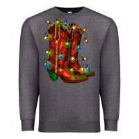 Charcoal Heather christmas western boots with lights Premium Sweatshirt - RanaPortraitStore