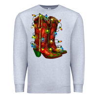 Heather Grey christmas western boots with lights Premium Sweatshirt - RanaPortraitStore