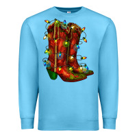 Ocean Blue christmas western boots with lights Premium Sweatshirt - RanaPortraitStore