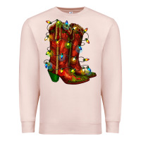 Pale Pink christmas western boots with lights Premium Sweatshirt - RanaPortraitStore