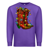 Purple christmas western boots with lights Premium Sweatshirt - RanaPortraitStore