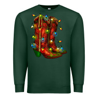 Sports Green christmas western boots with lights Premium Sweatshirt - RanaPortraitStore
