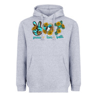 Heather Grey peace love faith Heavyweight Hoodie - texasbilliewilder