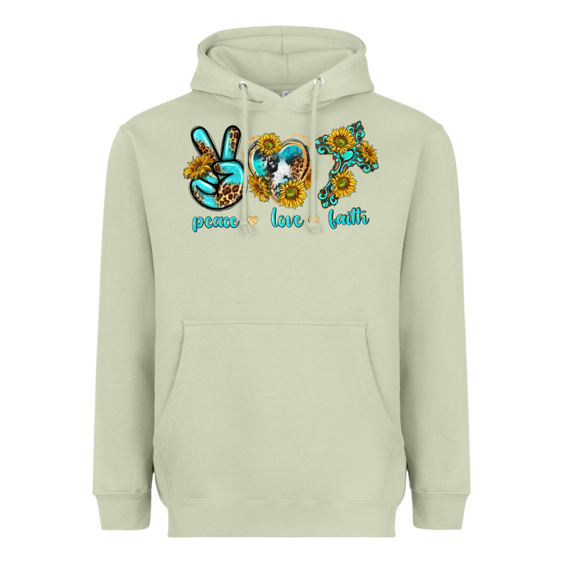 Peace Love Faith Heavyweight Hoodie by texasbilliewilder | Teevron