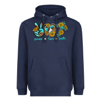 Navy peace love faith Heavyweight Hoodie - texasbilliewilder