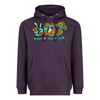 Plum peace love faith Heavyweight Hoodie - texasbilliewilder