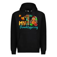 Black my first thanksgiving with turkey Premium Hoodie - AdoDesignShop