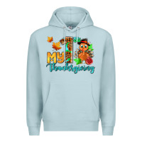 Blue Mist my first thanksgiving with turkey Premium Hoodie - AdoDesignShop