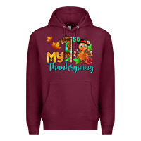 Burgundy my first thanksgiving with turkey Premium Hoodie - AdoDesignShop