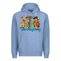 Colony Blue my first thanksgiving with turkey Premium Hoodie - AdoDesignShop