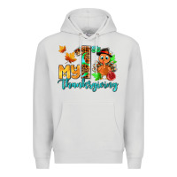 Dove Grey my first thanksgiving with turkey Premium Hoodie - AdoDesignShop