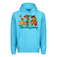 Ocean Blue my first thanksgiving with turkey Premium Hoodie - AdoDesignShop