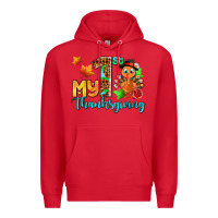 Red my first thanksgiving with turkey Premium Hoodie - AdoDesignShop
