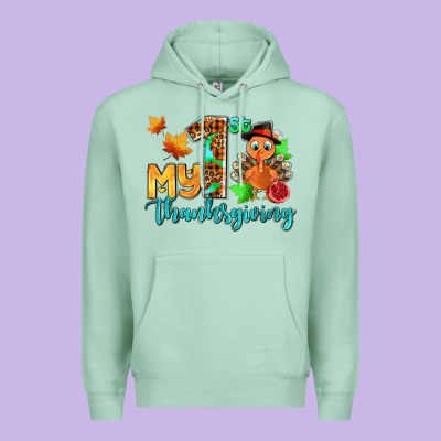My First Thanksgiving With Turkey Premium Hoodie Designed By Adodesignshop