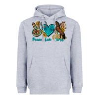 Heather Grey peace love horses tbw Heavyweight Hoodie - texasbilliewilder