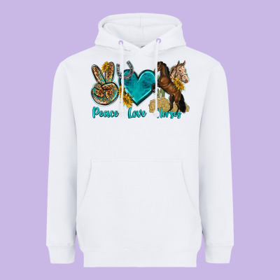 Peace Love Horses Tbw Heavyweight Hoodie Designed By Texasbilliewilder