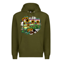 Army Green Connecticut State Map Premium Hoodie - RanaPortraitStore