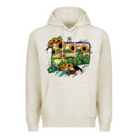 Oatmeal Heather Connecticut State Map Premium Hoodie - RanaPortraitStore
