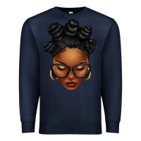 Navy afro woman with bantu knots Premium Sweatshirt - texasbilliewilder
