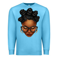 Ocean Blue afro woman with bantu knots Premium Sweatshirt - texasbilliewilder