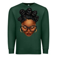 Sports Green afro woman with bantu knots Premium Sweatshirt - texasbilliewilder