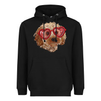 Black toy poodle with love glasses Heavyweight Hoodie - RanaPortraitStore