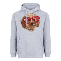 Heather Grey toy poodle with love glasses Heavyweight Hoodie - RanaPortraitStore