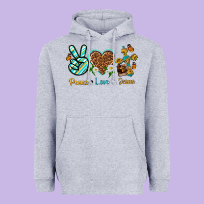 Peace Love Jesus Heavyweight Hoodie Designed By Texasbilliewilder