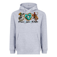 Heather Grey peace love rodeo Heavyweight Hoodie - texasbilliewilder
