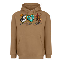 Toasted Coconut peace love rodeo Heavyweight Hoodie - texasbilliewilder